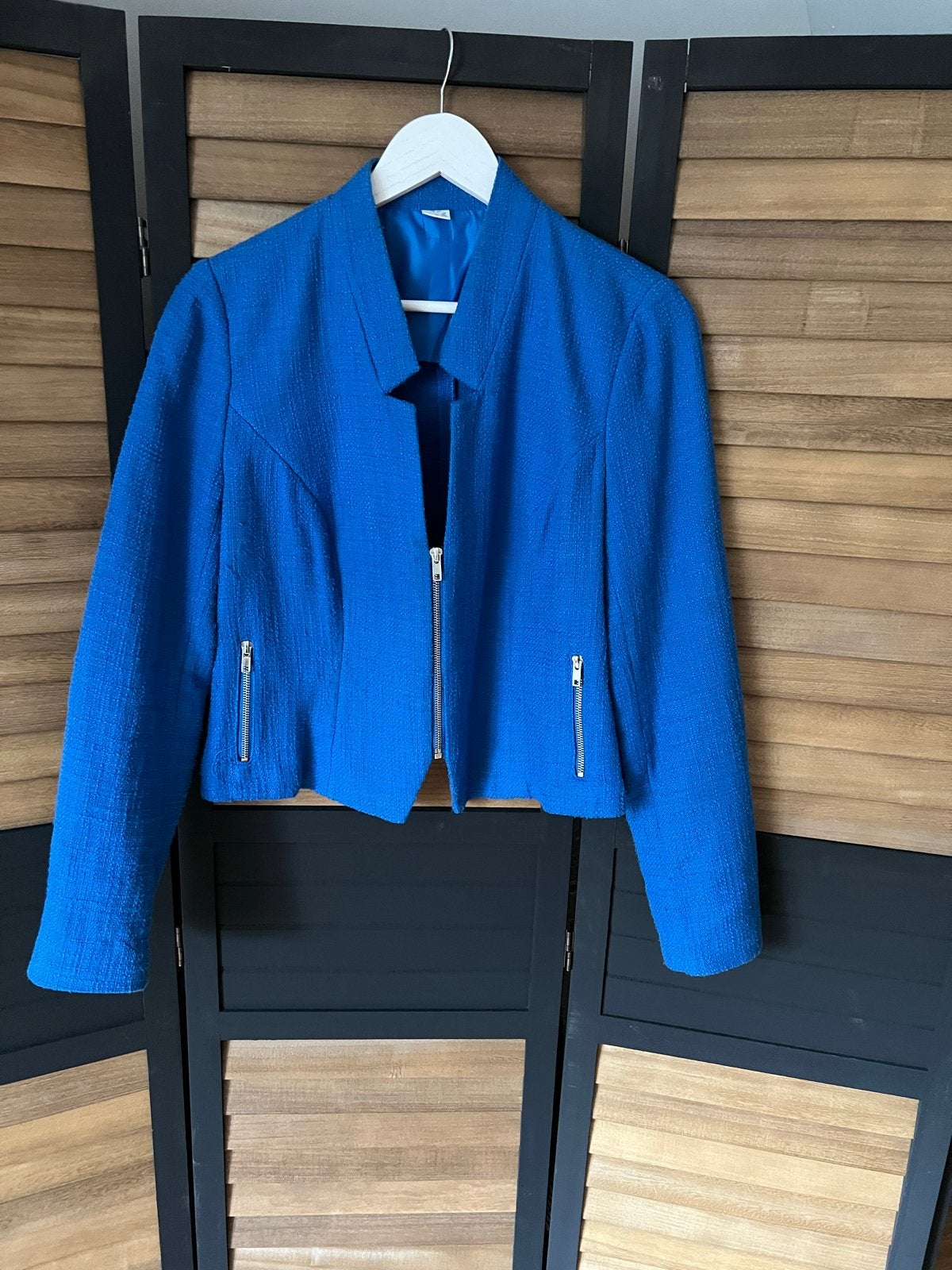 Blauwe MS Mode jasje maat 42, Ophalen of Verzenden, Zo goed als nieuw, Maat 42/44 (L), Blauw