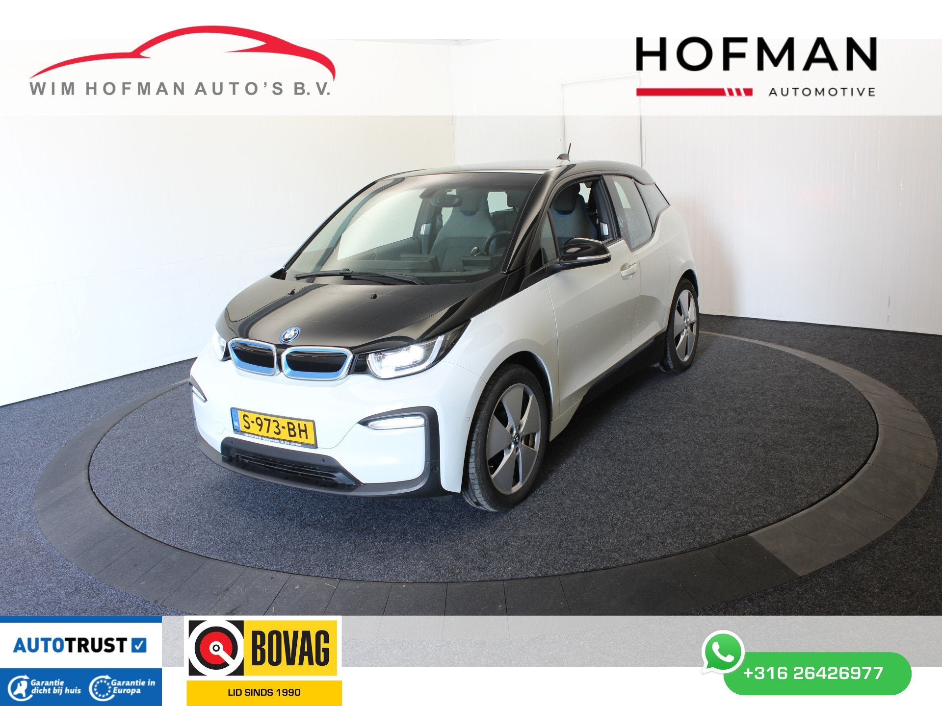BMW i3 Exec. 120Ah 42Kwh SOH 94% Warmtepomp Camera Navi Stoe, Automatische klimaatregeling, 4 stoelen, 43 €/maand, Wit