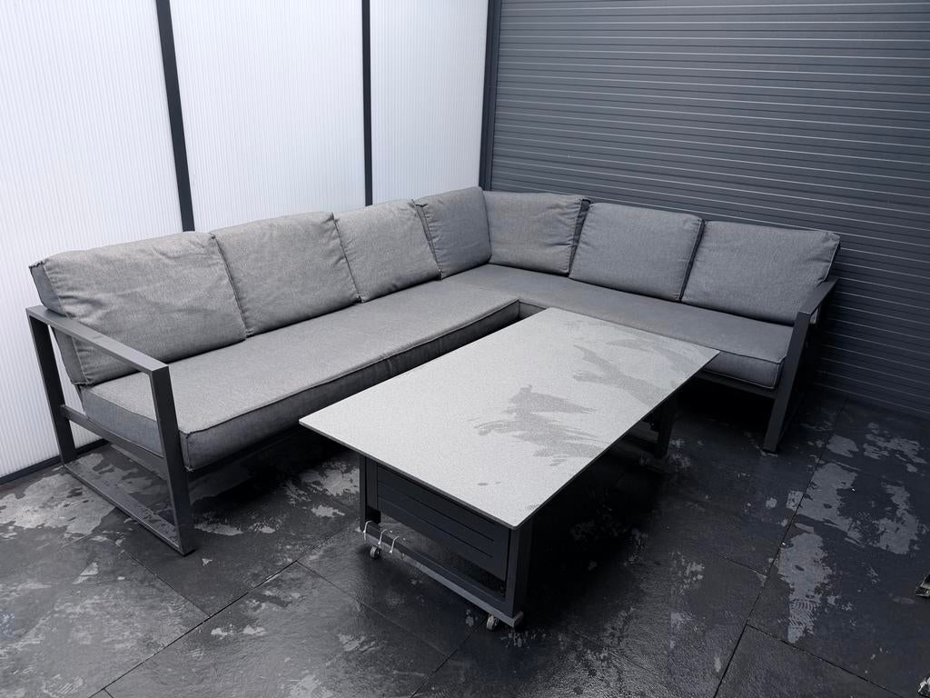 Tuinset met verstelbare tafel en kussens - JYSK, Tuin en Terras, Tuinsets en Loungesets, Ophalen, Overige materialen, Zo goed als nieuw