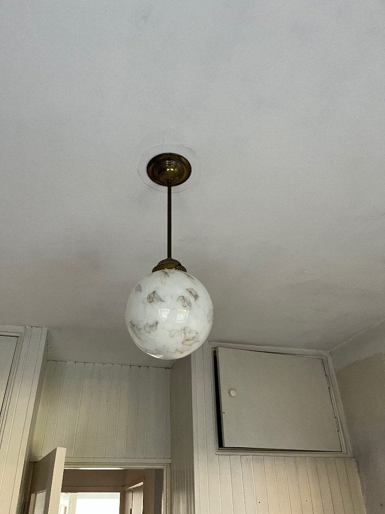 Plafond lamp aan pendel, Ophalen, Gebruikt, Glas, E27 (groot)