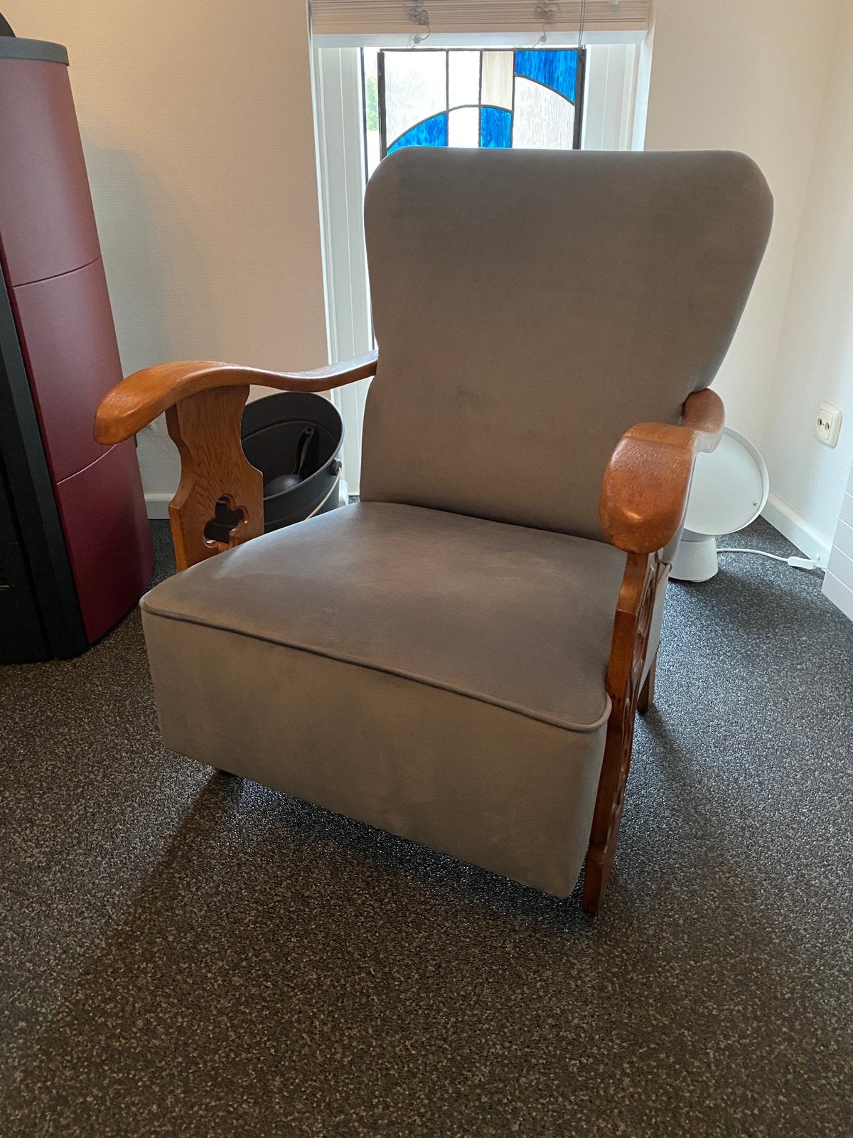 2 identieke antieke rokersstoelen, Ophalen, Gebruikt, Minder dan 75 cm, Stof