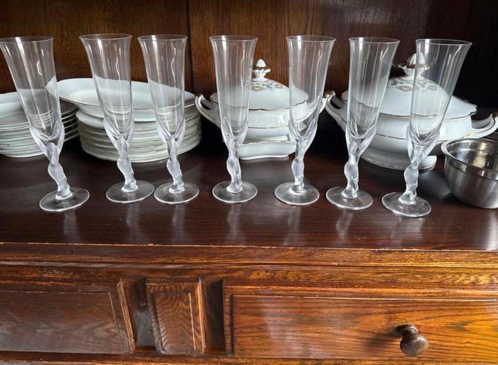 Igor Carl Faberge Kristallen Champagne glazen set 7 stuks, Antiek en Kunst, Ophalen