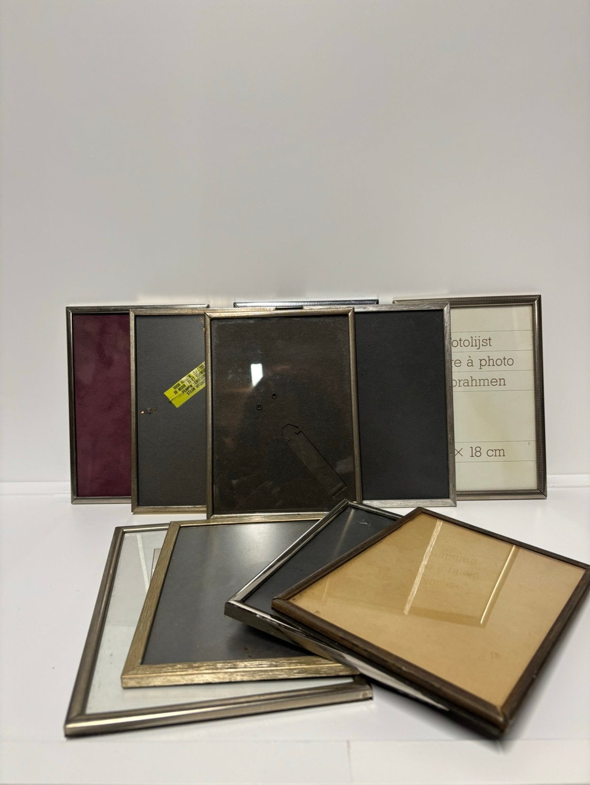 Lot Vintage 60s verzilverde fotolijsten, *, Gebruikt, Zilver, Met glas