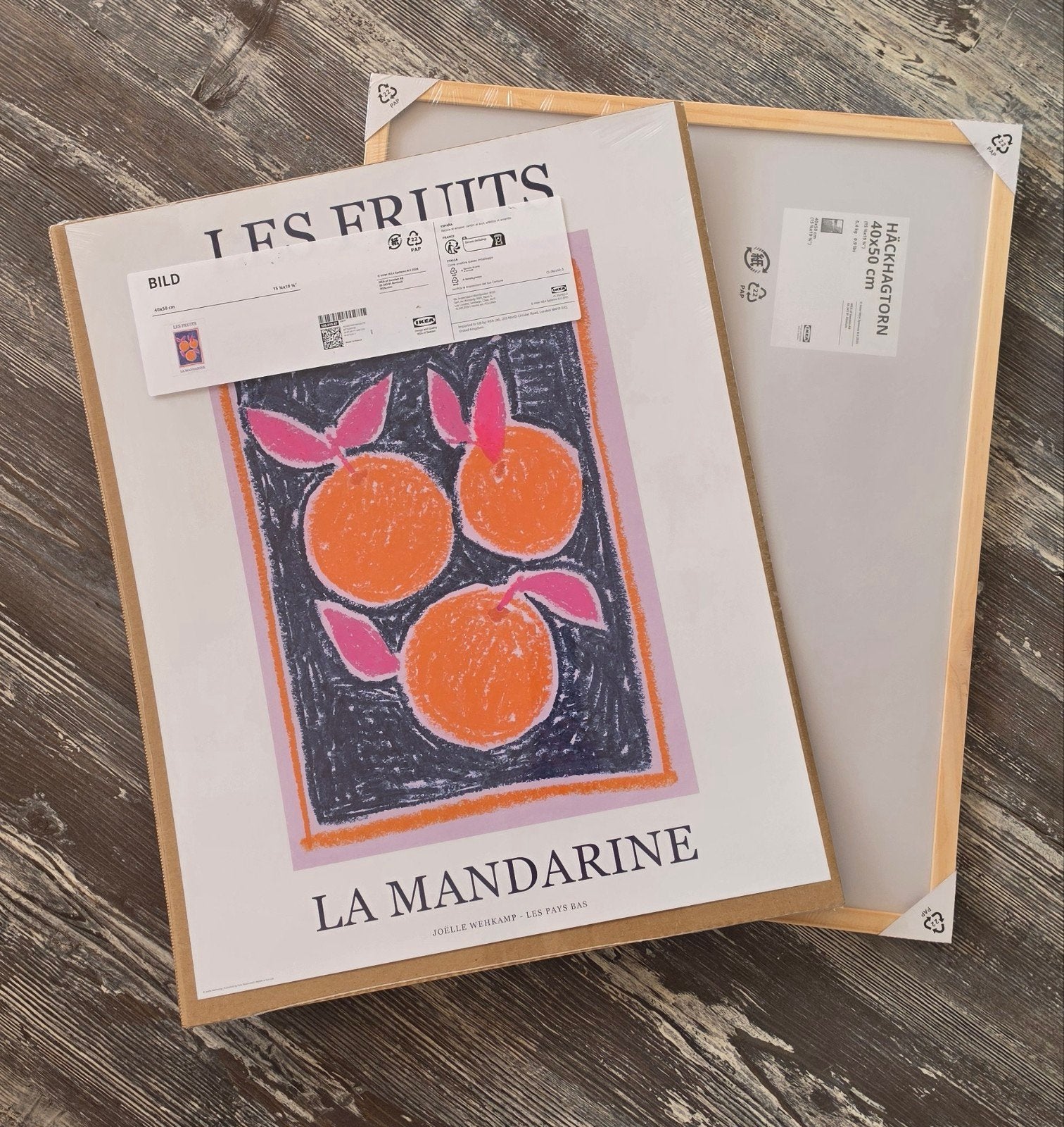 IKEA BILD 'Les Fruits La Mandarine' poster 40x50 cm, Ophalen, Minder dan 50 cm, Oorspronkelijke maker, Nieuw