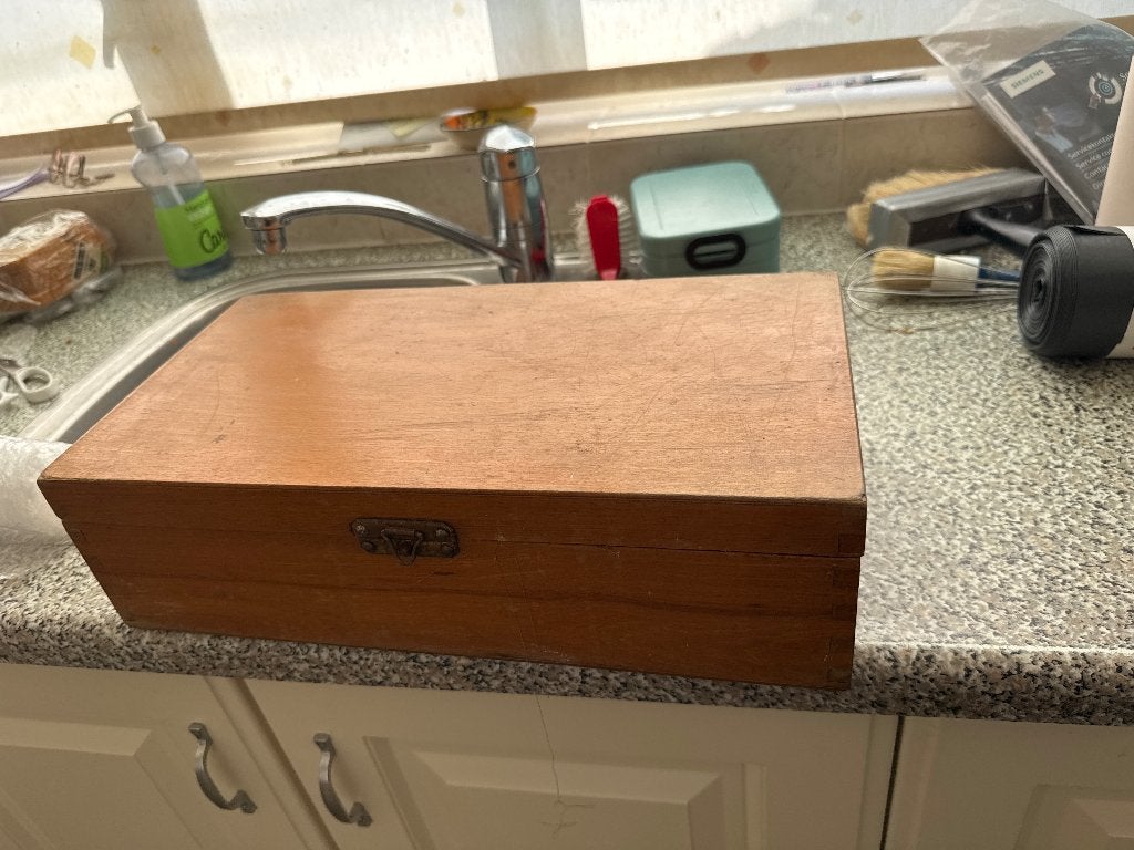 Ouderwetse houten naaidoos, Hobby en Vrije tijd, Naaien en Fournituren, Ophalen, Gebruikt, Overige typen