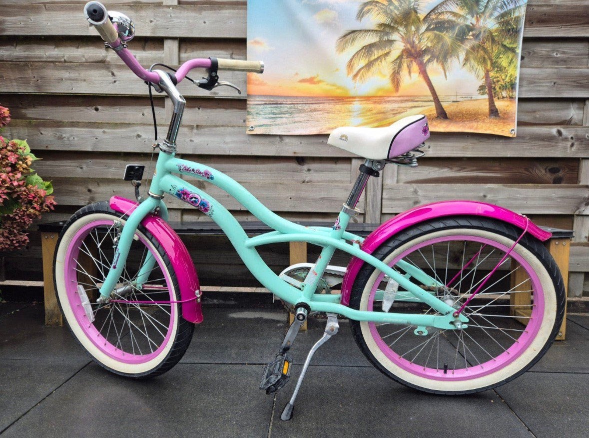Fiets meisje Bikestar Cruiser, mintgroen/roze, 20 inch, goed, Ophalen, Terugtraprem, 20 inch, Handrem