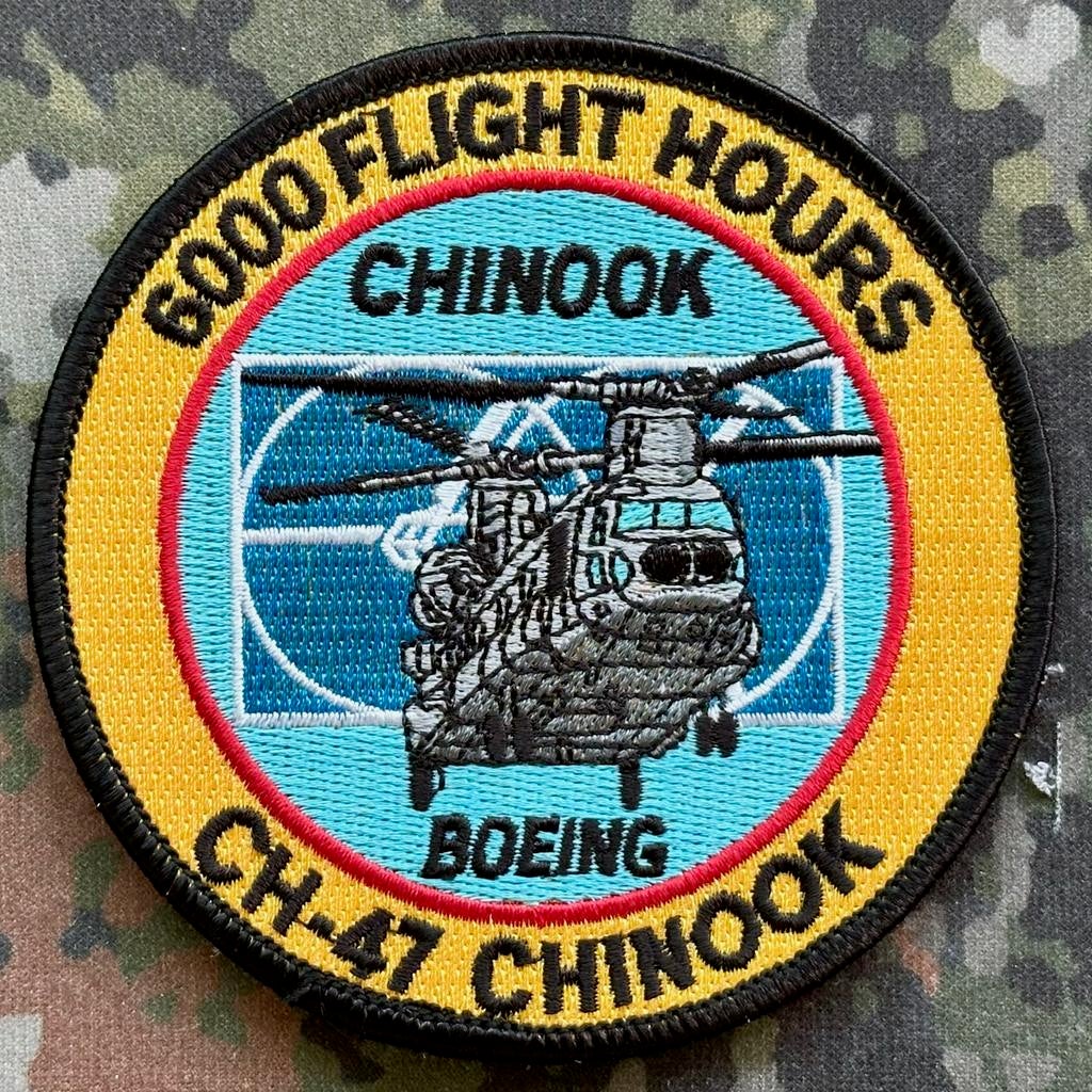 Patch RNLAF 298 SQN 6000 Flight Hours CH-47 Chinook, Ophalen of Verzenden, Luchtmacht, Nederland, Embleem of Badge