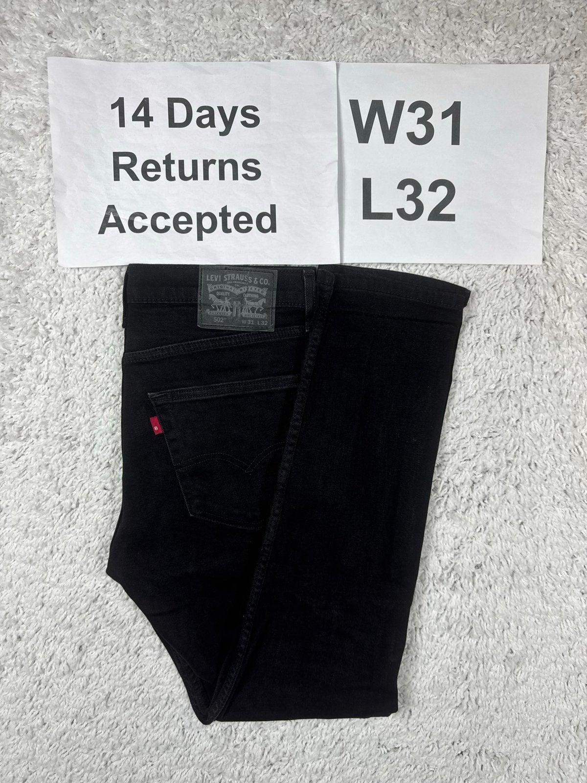 Levi's 502 Regular Taper Fit Jeans Zwart W31 L32 2958, Zwart, W32 (confectie 46) of kleiner, Ophalen of Verzenden, Zo goed als nieuw