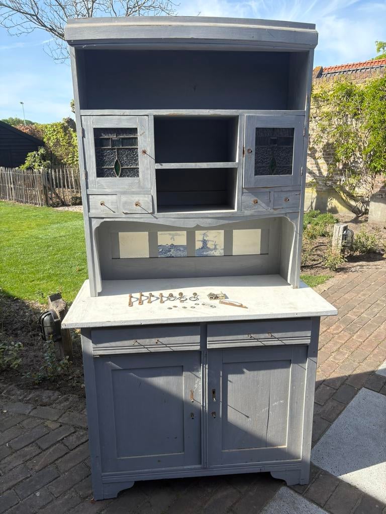 Vintage buffetkast., Huis en Inrichting, Ophalen, Gebruikt, 25 tot 50 cm, Glas