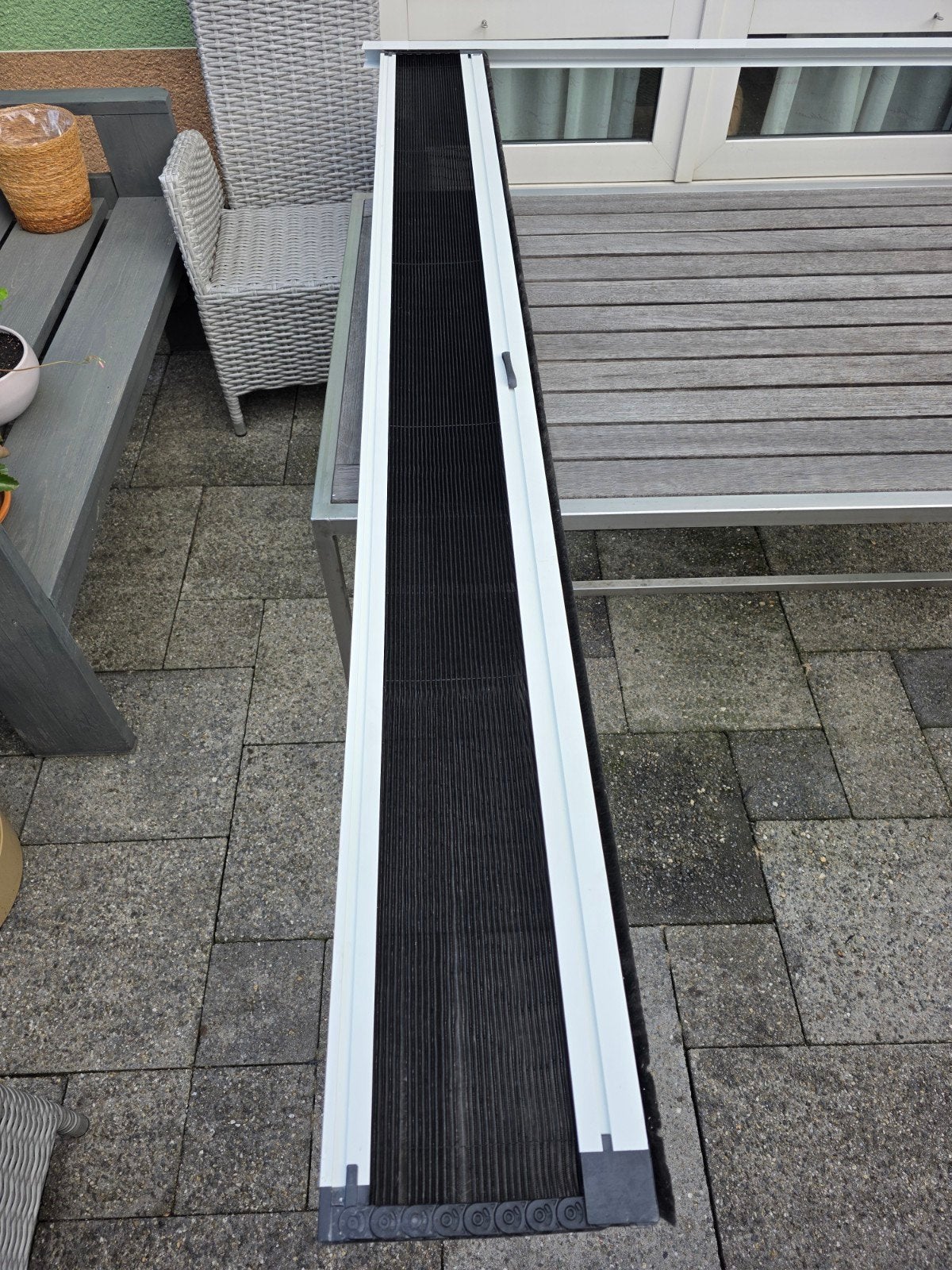 Lexaflex Plissé Hordeur - Zwart gaas, wit frame, Doe-het-zelf en Verbouw, Deuren en Horren, Ophalen, Gebruikt, Hordeur, Schuifdeur