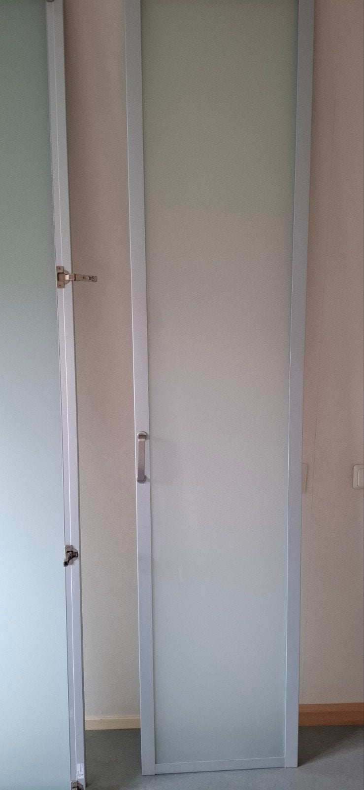 Deuren voor hoge pax kast  Grijs metalen omlijsting melkglas, Ophalen, 200 cm of meer, 50 tot 100 cm, Zo goed als nieuw