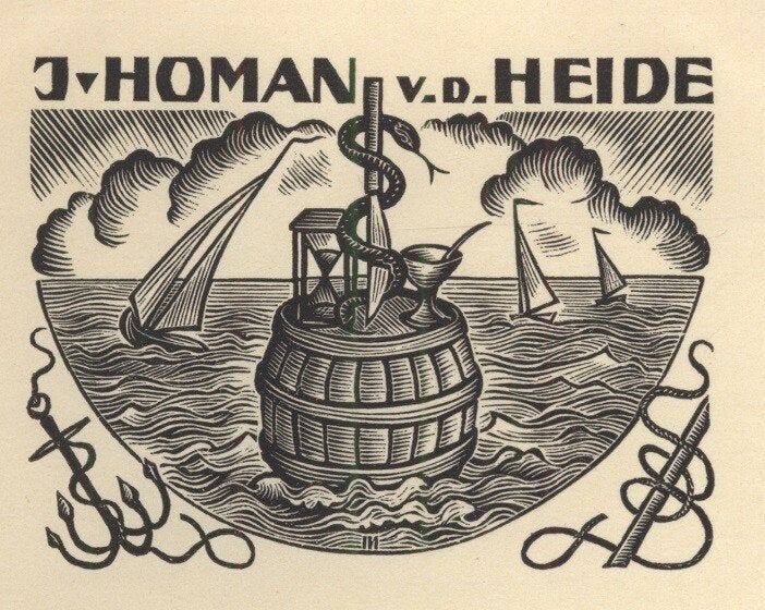1263 Ex Libris Nederland : Thijs Mauve, 1945, Ophalen of Verzenden, Ex libris