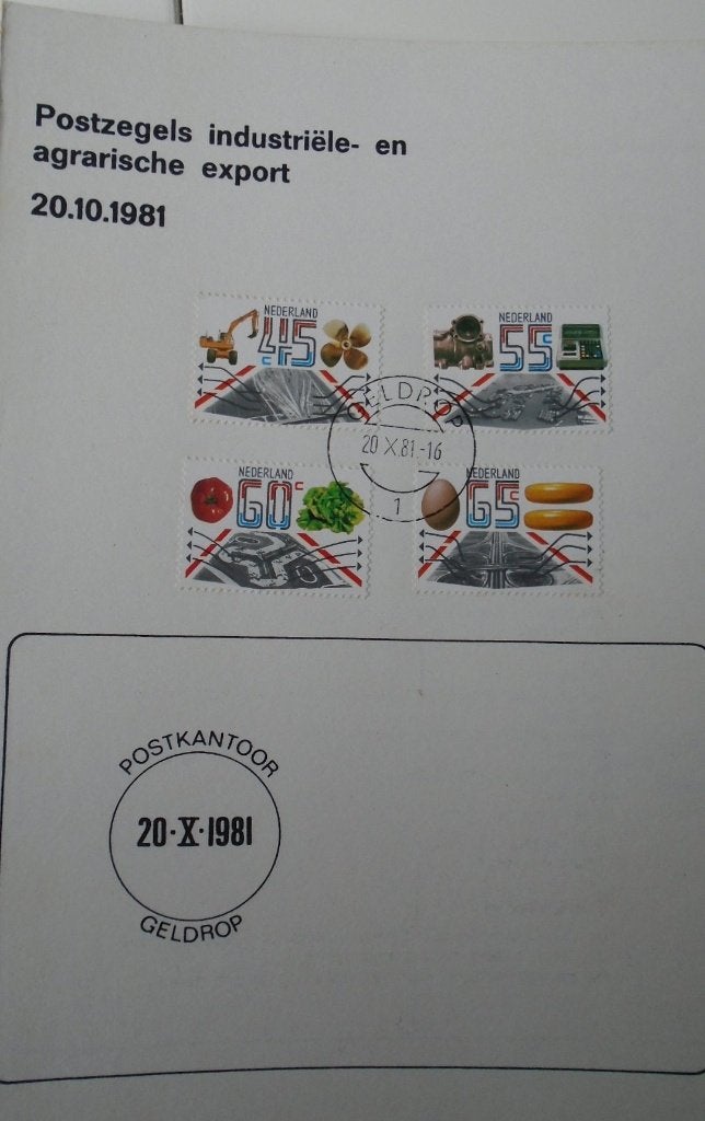 Industriële en agrarische export Geldrop Eerste dag stempel., Postzegels en Munten, Ophalen of Verzenden, Nederland