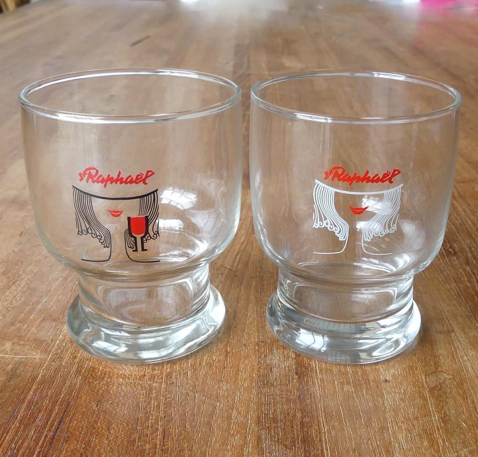 St Raphaël glazen reclame Frans aperitief glas 2x, Glas of Glazen, Ophalen of Verzenden, Overige stijlen, Glas