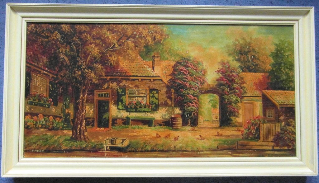 Zomerhuis schilderij, Antiek en Kunst, Ophalen, Handgeschilderd, Doek, Realistisch