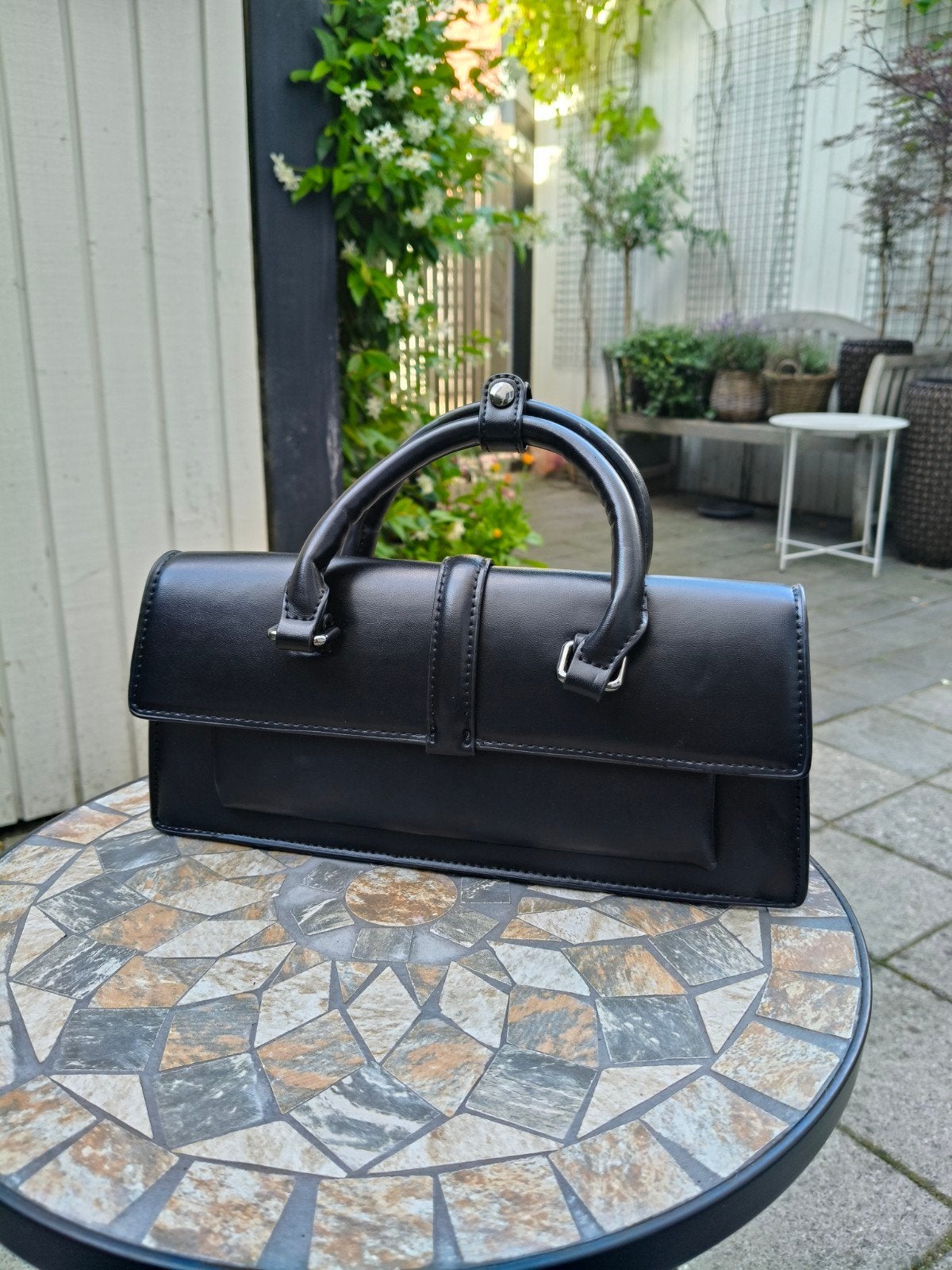 Chique minimalistische zwarte baguette tas van Zara, Ophalen of Verzenden, Zwart