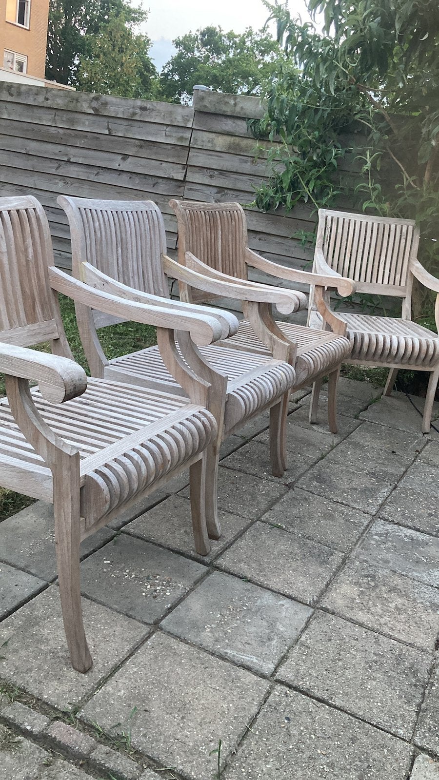 4 teake tuin stoelen, Ophalen of Verzenden, Zo goed als nieuw