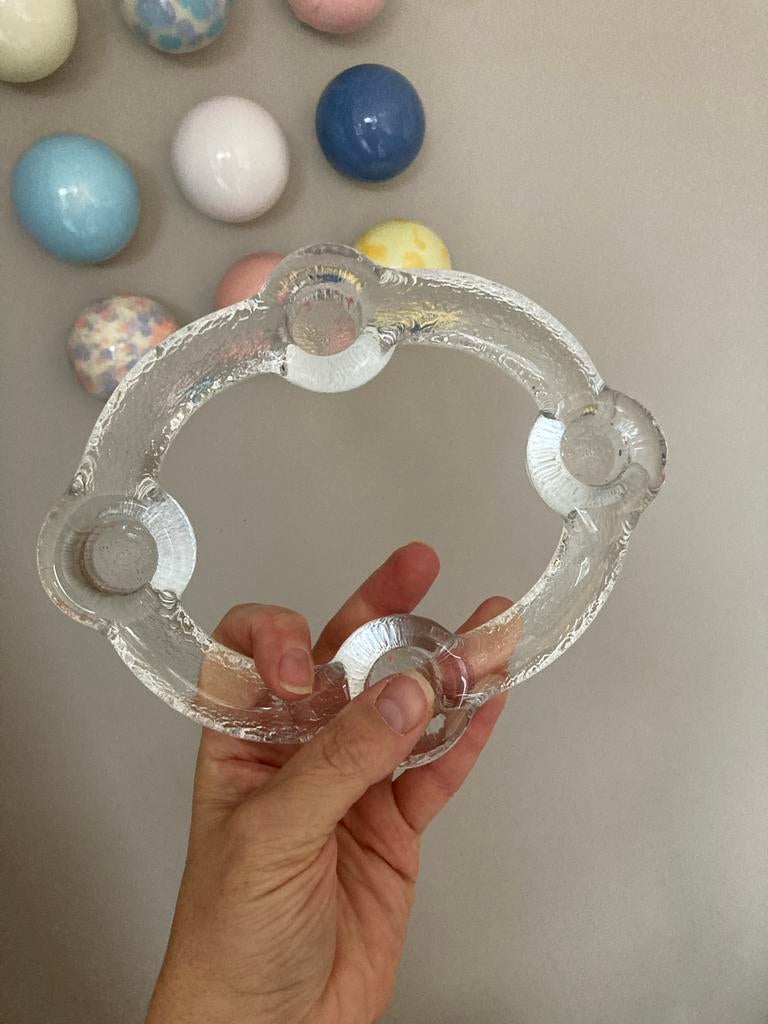 Pukeberg Zweden kandelaar vintage glas, Antiek en Kunst, Ophalen of Verzenden, Glas