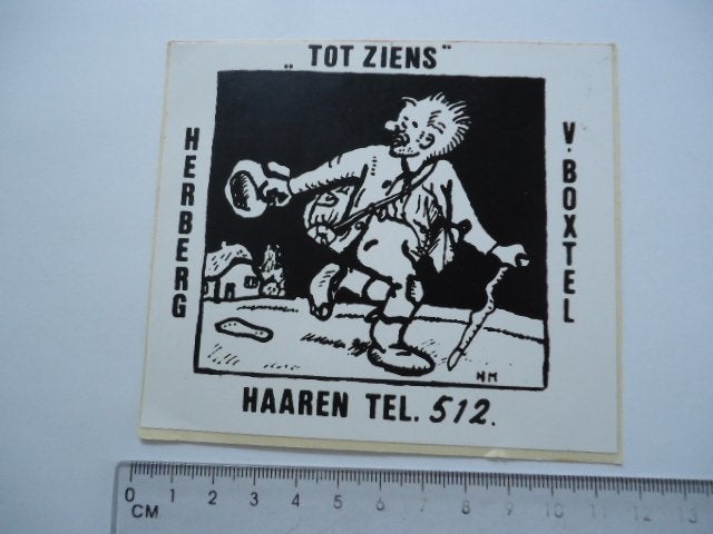 sticker oud HAAREN V Boxtel Herberg strip hotel retro, Verzamelen, Stickers, Verzenden, Zo goed als nieuw, Bedrijf of Vereniging
