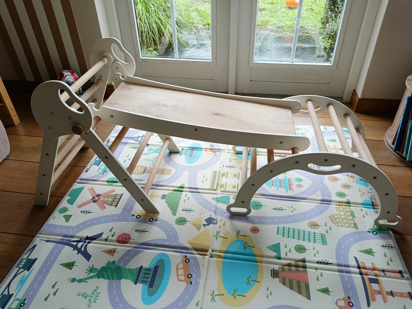 Houten Klimrek met Glijbaan en Klimboog voor Kinderen, Kinderen en Baby's, Ophalen, Zo goed als nieuw, Glijbaan
