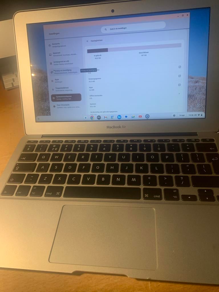 MacBook Air 2011 11 inch met ChromeOS Flex, Gebruikt, Qwerty, Ophalen of Verzenden, SSD