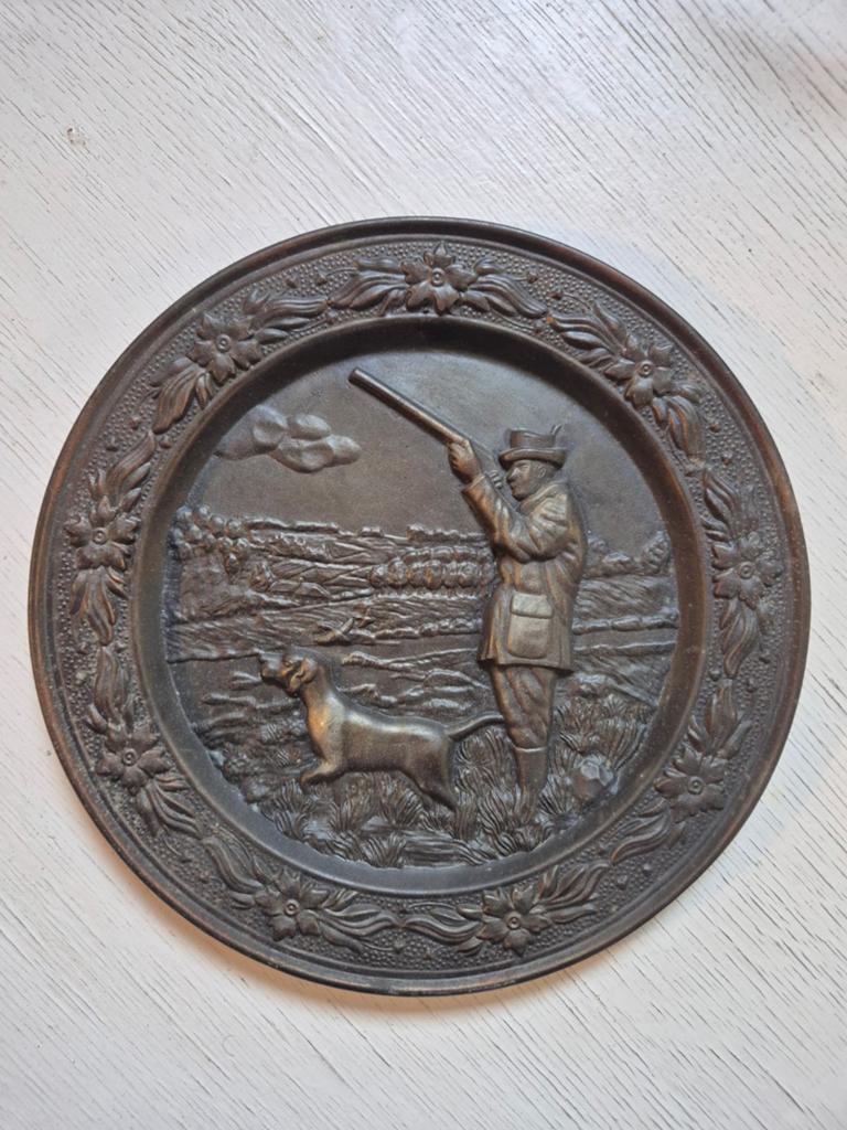 Antieke Bronzen Plaquette Jachtscène, Ophalen of Verzenden
