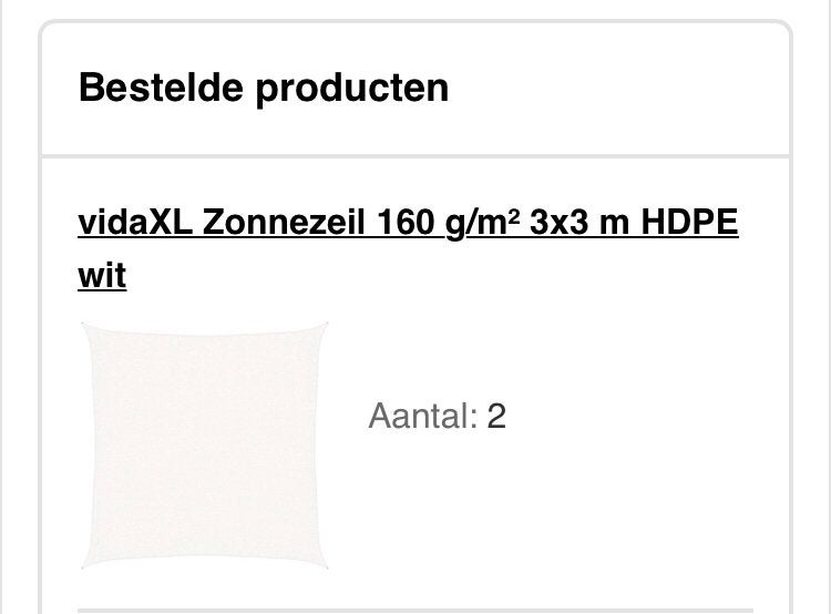 vidaXL Zonnezeil 160g/m² 3x3m HDPE wit balcon schaduwdoek, Ophalen of Verzenden, Nieuw