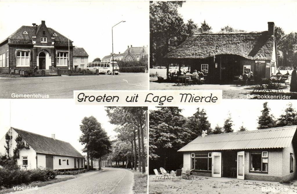 Groeten uit Lage Mierde - 4 afb dorpsgezichten - beschreven, Ophalen of Verzenden, 1960 tot 1980, Ongelopen, Noord-Brabant