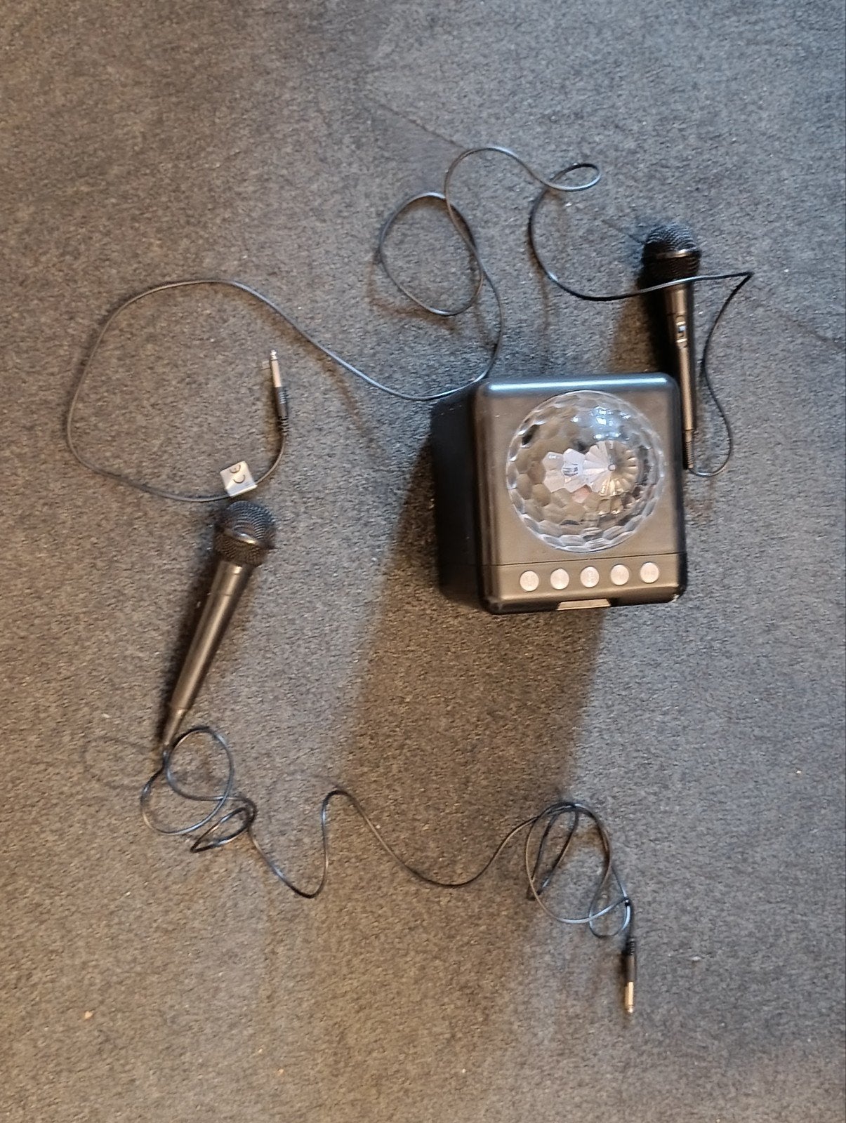 Karaoke set met discolamp en 2 microfoons, Ophalen of Verzenden, Gebruikt, Complete set