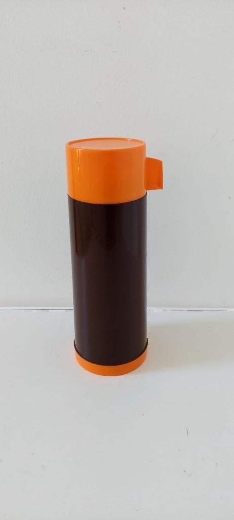 Vintage Retro Thermos kan beker oranje / bruin jaren 70, Huis en Inrichting, Keuken | Servies, Overige materialen, Eu, Eu, Overige typen