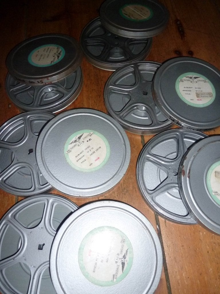 16mm film metalen doos spoel 120-150mtr, Ophalen of Verzenden, 16mm film