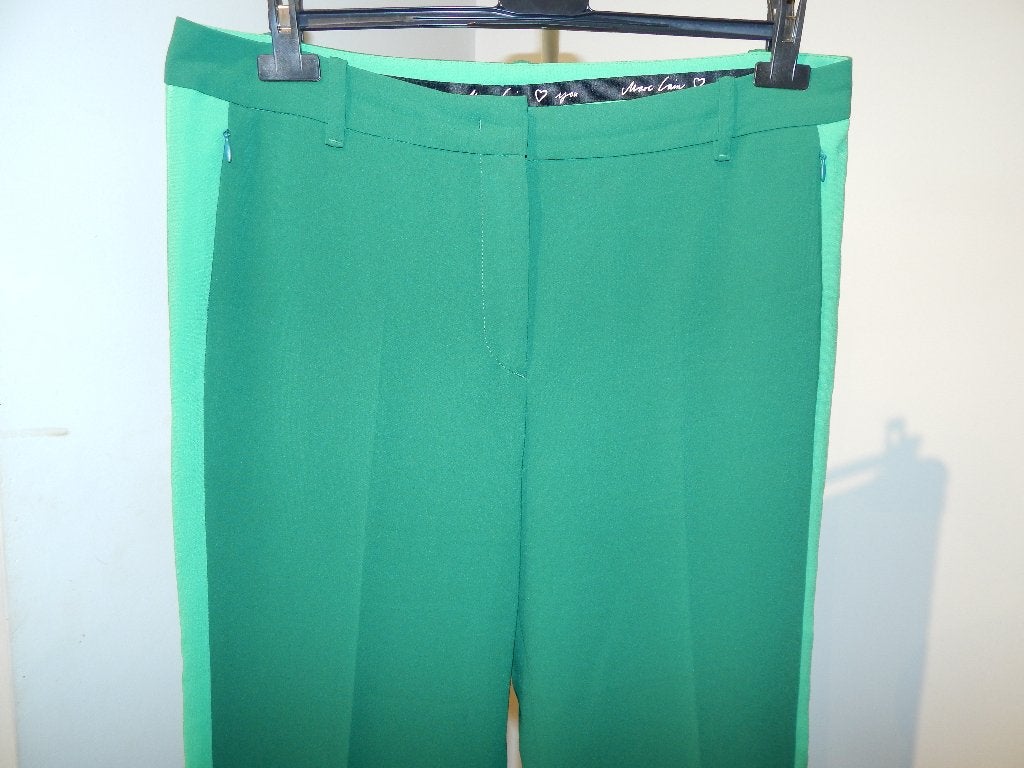 Marccain appeltjes groene broek band zijkanten soepel N5/42, Kleding | Dames, Verzenden, Maat 42/44 (L), Zo goed als nieuw, Lang