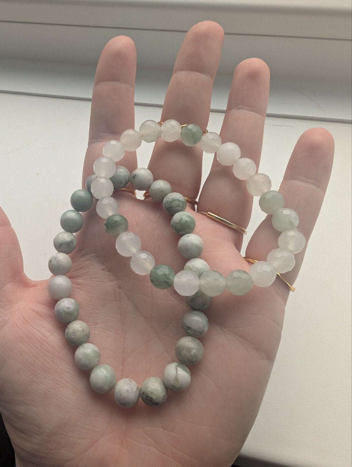 Witte Jade kralenarmbanden, Sieraden, Tassen en Uiterlijk, Edelstenen, Ophalen of Verzenden, Nieuw
