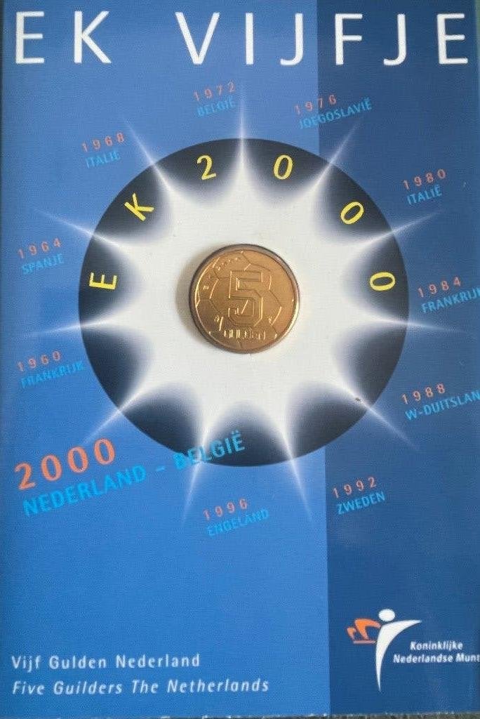 EK 2000 - 5 gulden munt FDC in kartonnen verpakking, Postzegels en Munten, Munten | Nederland, Ophalen of Verzenden, Koningin Beatrix
