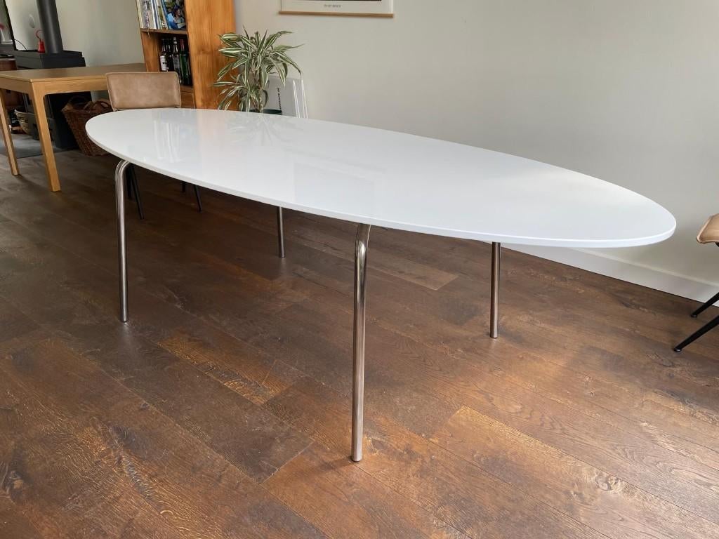 Stijlvolle eettafel - ovaal wit, Huis en Inrichting, Tafels | Eettafels, Gebruikt, 100 tot 150 cm, 200 cm of meer, Vijf personen of meer