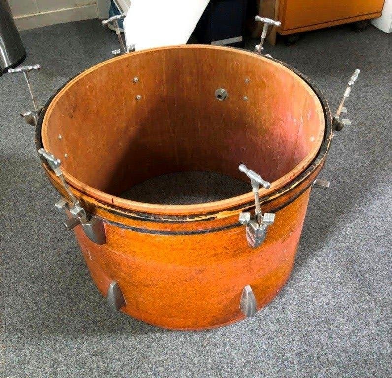 Vintage base drum, oranje glitter, opknapper, Muziek en Instrumenten, Ophalen, Gebruikt, Overige merken