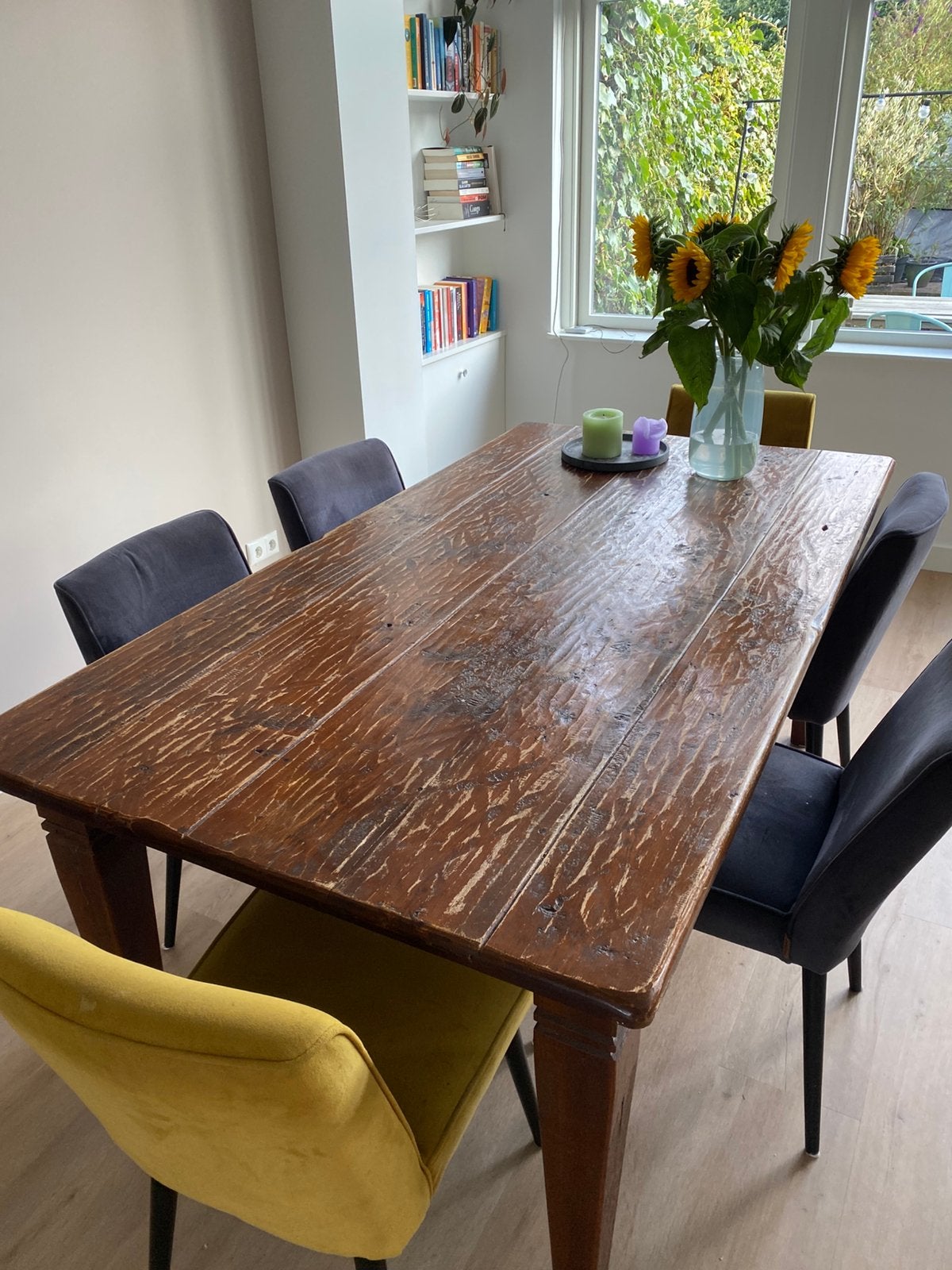 Eettafel massief hout, Ophalen, Eikenhout, 50 tot 100 cm, Zo goed als nieuw