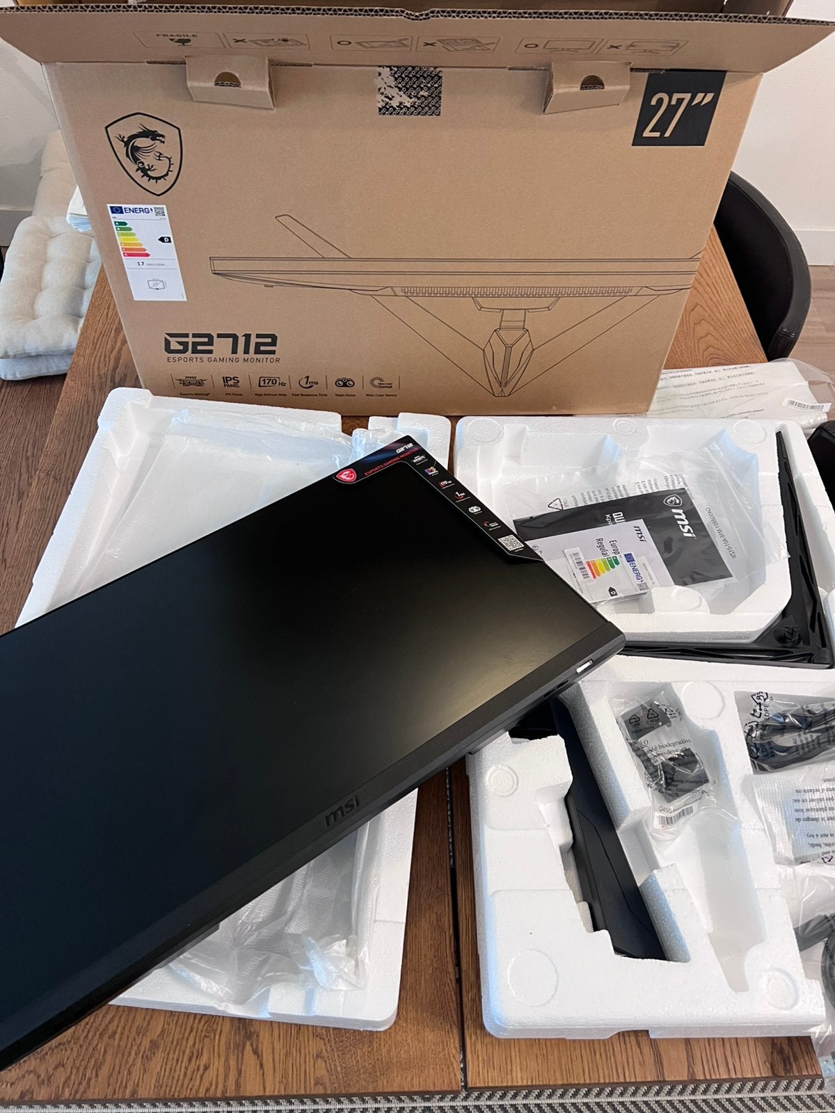MSI G2712 monitor, IPS, In hoogte verstelbaar, Full HD, Zo goed als nieuw