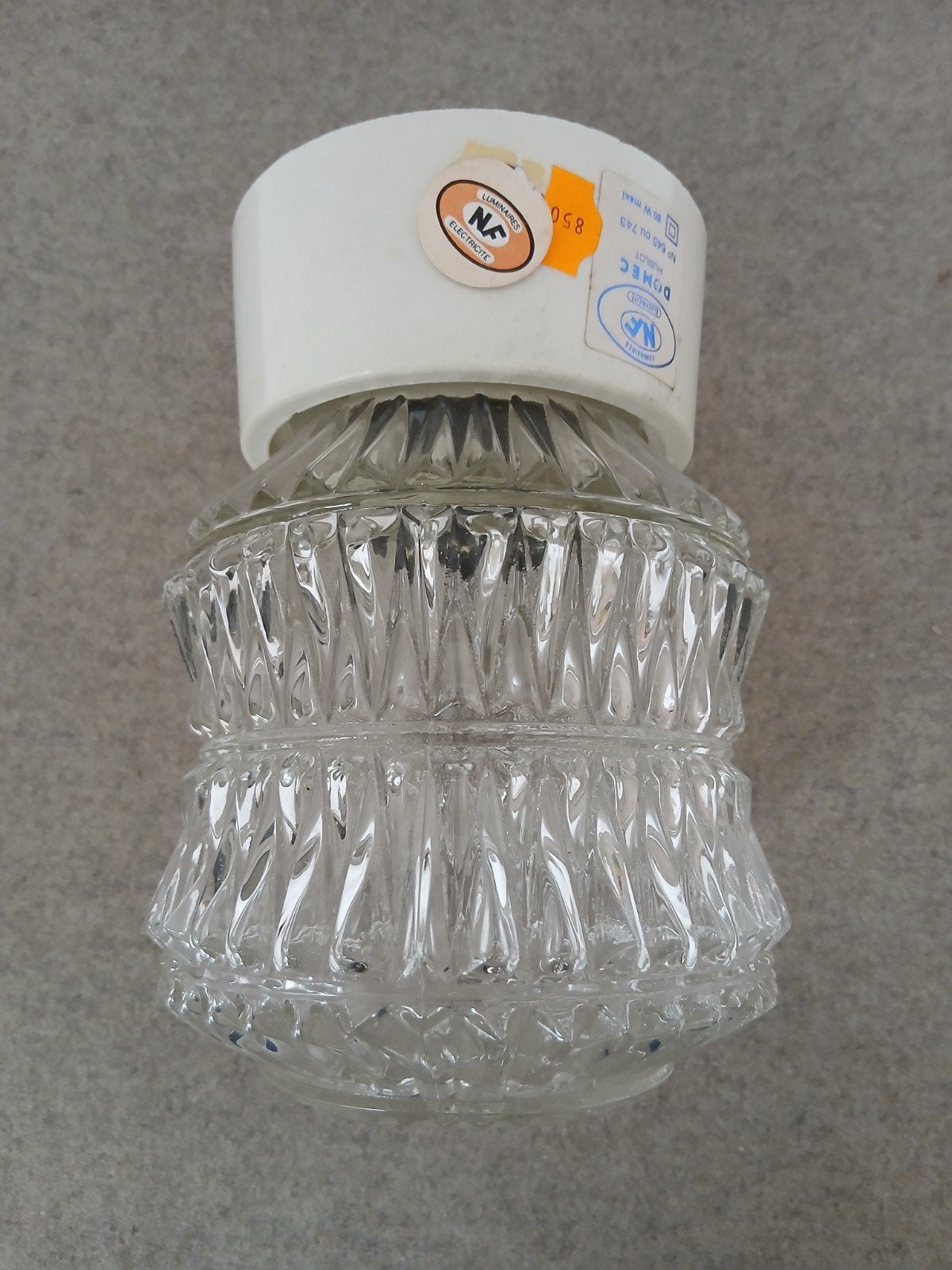 vintage plafondlamp, glas - ongebruikt, N.O.S. - plafonnière, Ophalen, Nieuw, Glas