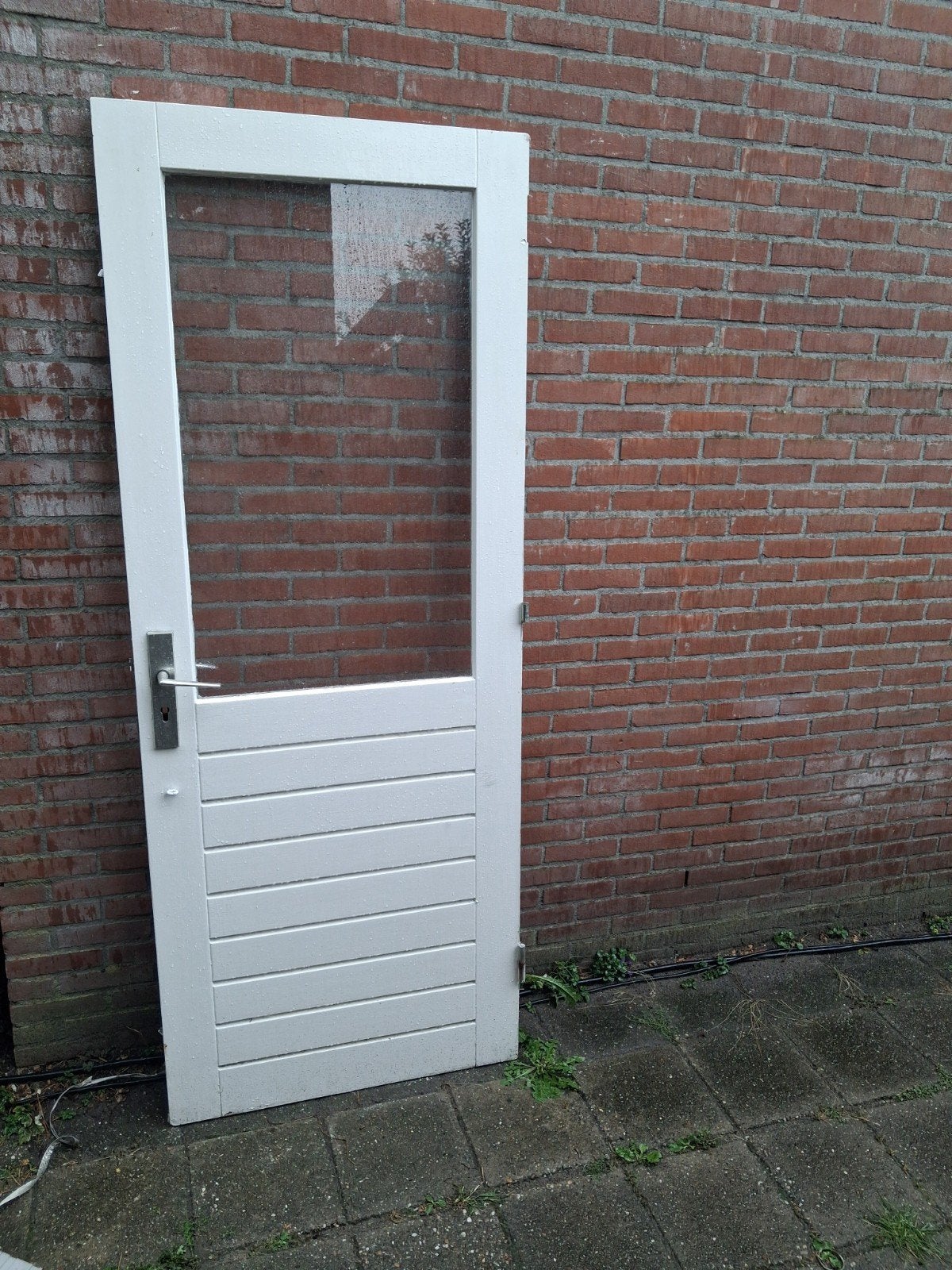 83x211.5cm hardhouten achterdeur borsthoogte 98cm, Ophalen, 80 tot 100 cm, Buitendeur, 200 tot 215 cm