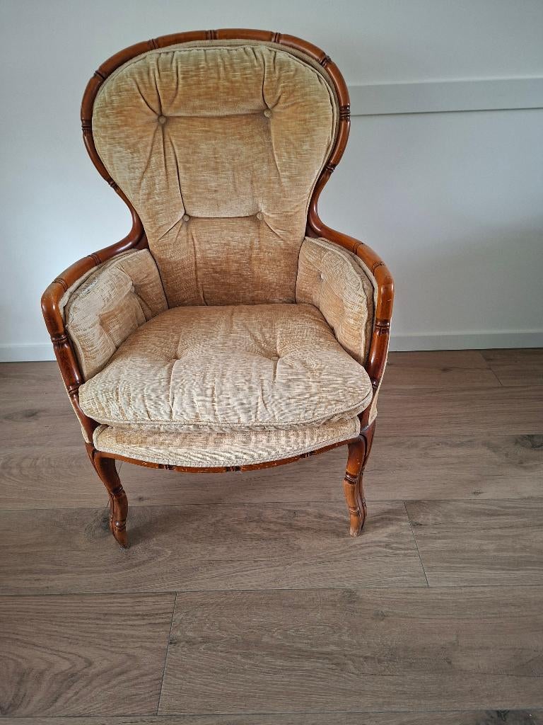 Giorgetti faux bamboo fauteuil, Ophalen, Gebruikt, 75 tot 100 cm, 50 tot 75 cm