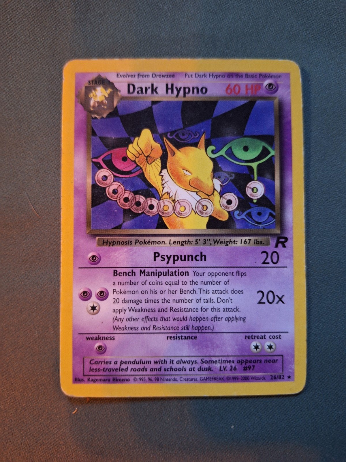 Pokemon Dark Hypno 26/82 rare team rocket, Ophalen of Verzenden, Gebruikt