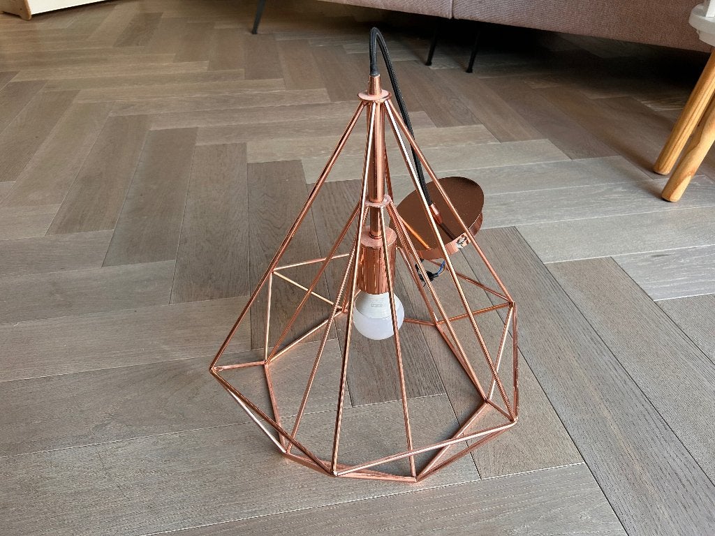 Lucide Hanglamp Koper Diamantvorm E27, Ophalen, E27 (groot), Zo goed als nieuw, Metaal