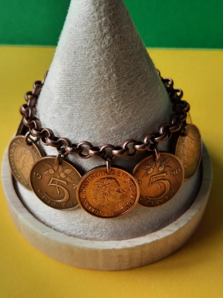 Stuiver Armband Juliana. Max. Lengte 19cm, Sieraden, Tassen en Uiterlijk, Ophalen of Verzenden, Zo goed als nieuw, Bruin, Staal
