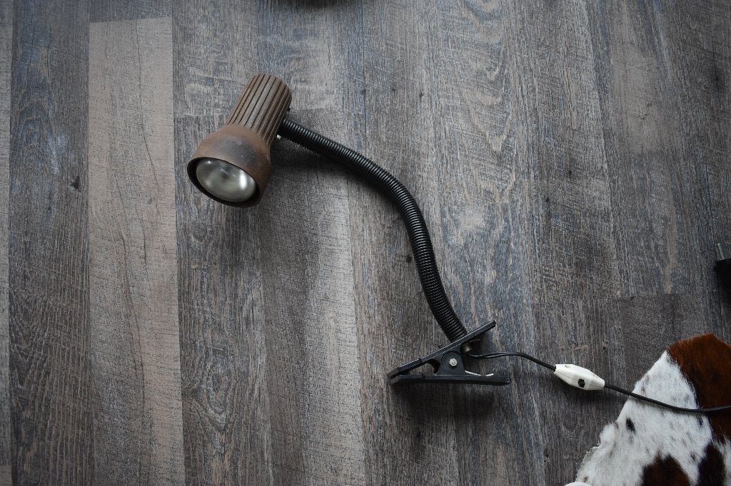 Klemlampje klem lees lamp klemvoet vintage bruin jr 60 - 70, Ophalen of Verzenden, Gebruikt