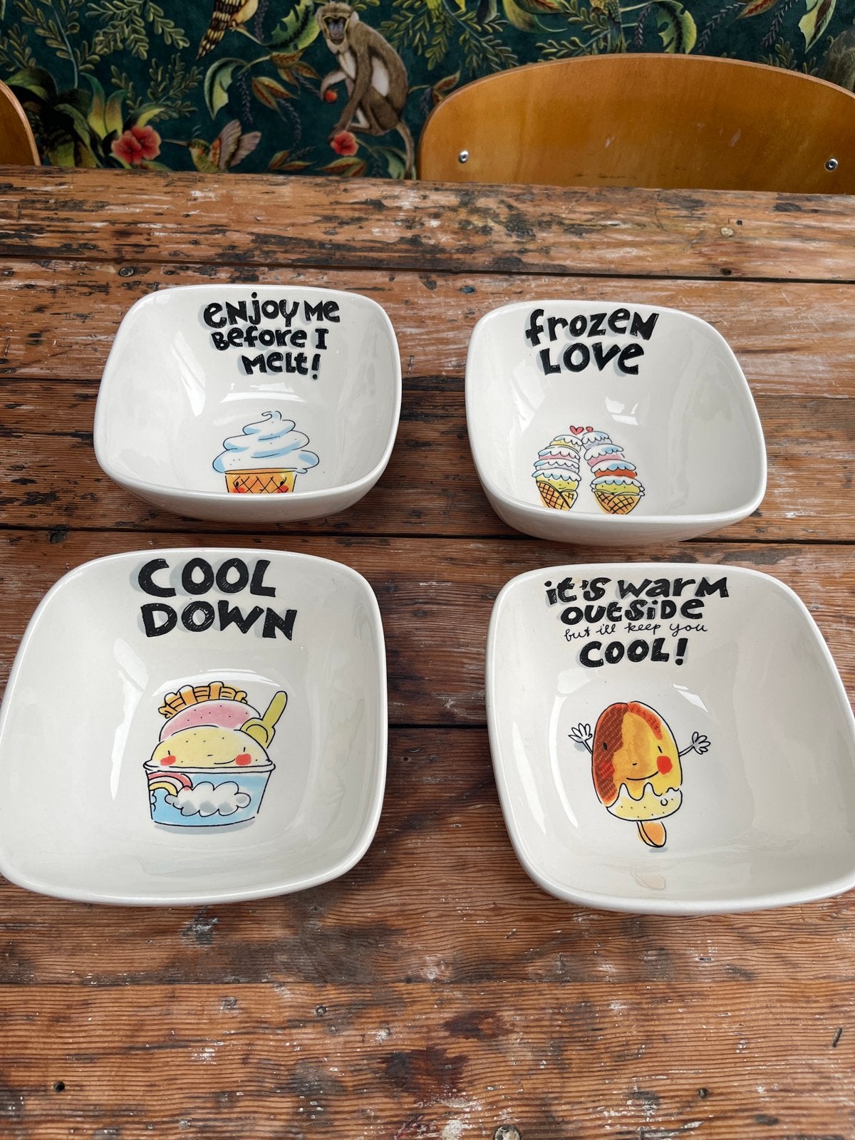 Blond Amsterdam IJs Bakjes - Set van 4, Keramiek, Ophalen of Verzenden, Zo goed als nieuw, Kom(men)