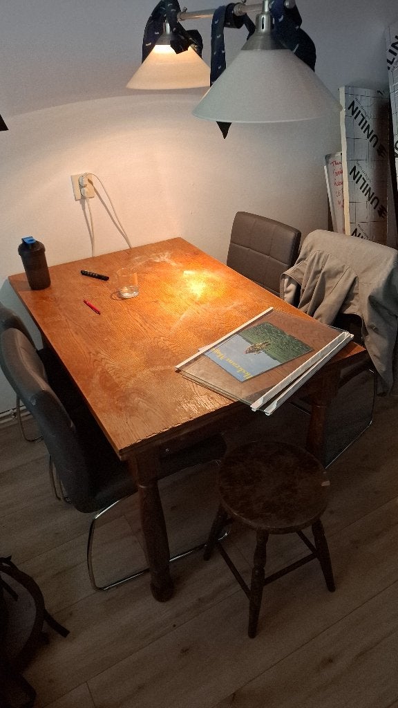 Tafel hout uitschuifbaar met wieltjes, Huis en Inrichting, Tafels | Eettafels, Ophalen, Gebruikt, 100 tot 150 cm, 50 tot 100 cm