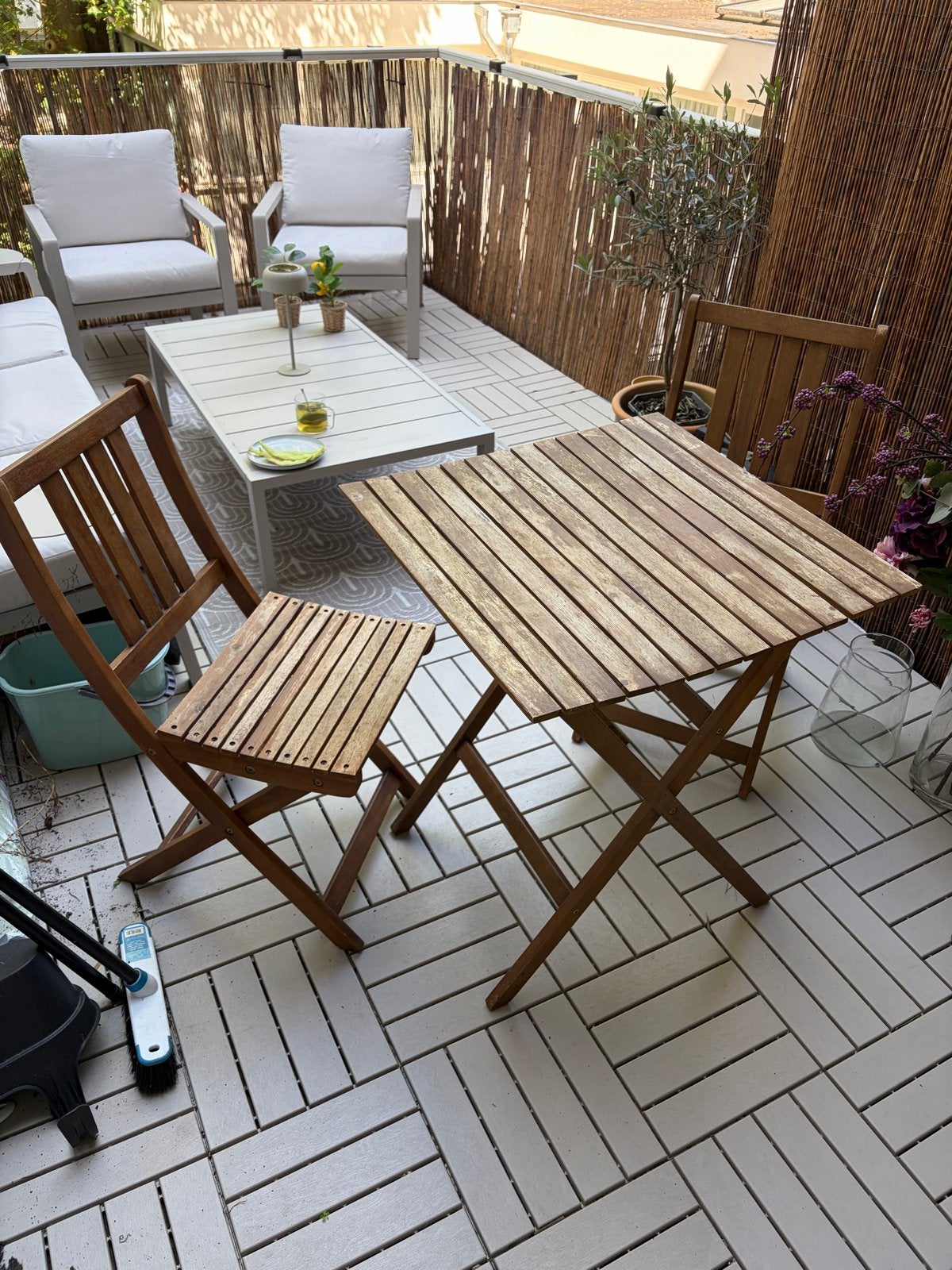 Xenos houten tuin balkon bistroset, Ophalen, Gebruikt, Rechthoekig, Hout