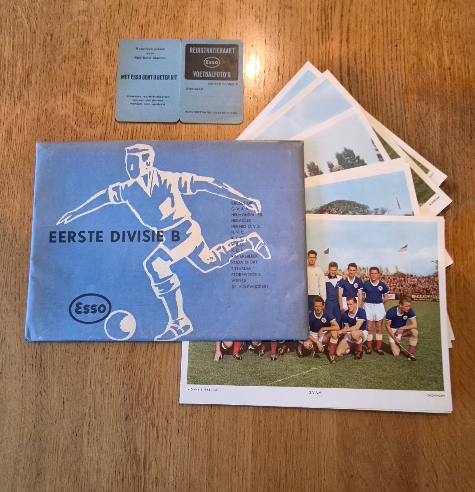 Complete Esso voetbalplaten 1958/59 Eerste Divisie B, Gebruikt, Ophalen of Verzenden, Postbus 5120 Rotterdam, Poster, Plaatje of Sticker