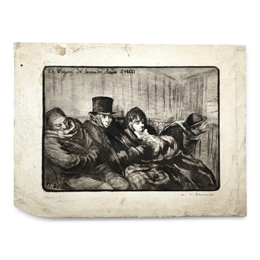 Honore Daumier 1808-1879 ‘Le Wagon de seconde classe (1864)’, Antiek en Kunst, Ophalen of Verzenden